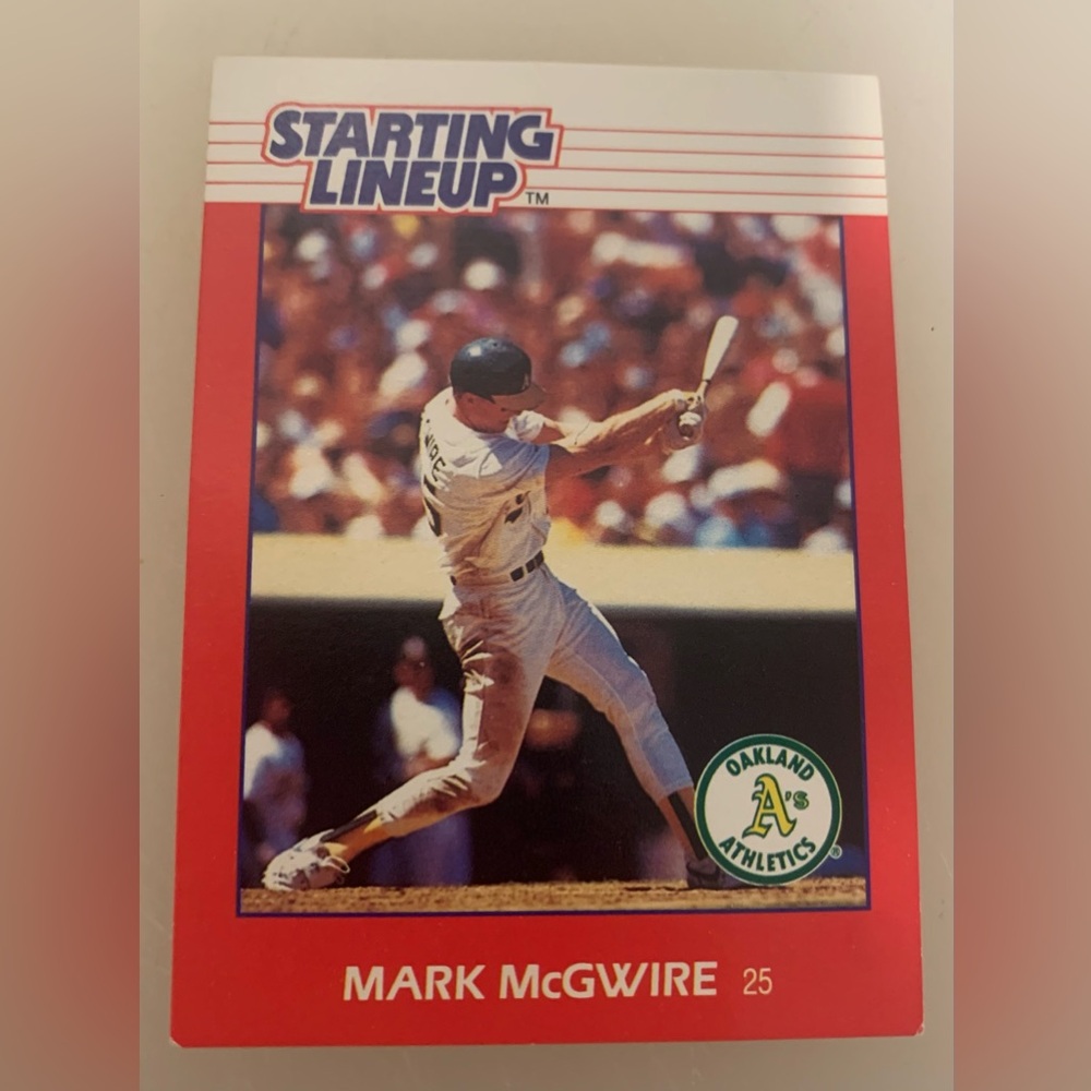 Starting Lineup Oakland A's Baseball Card - Red Border 1988 Mark McGwire